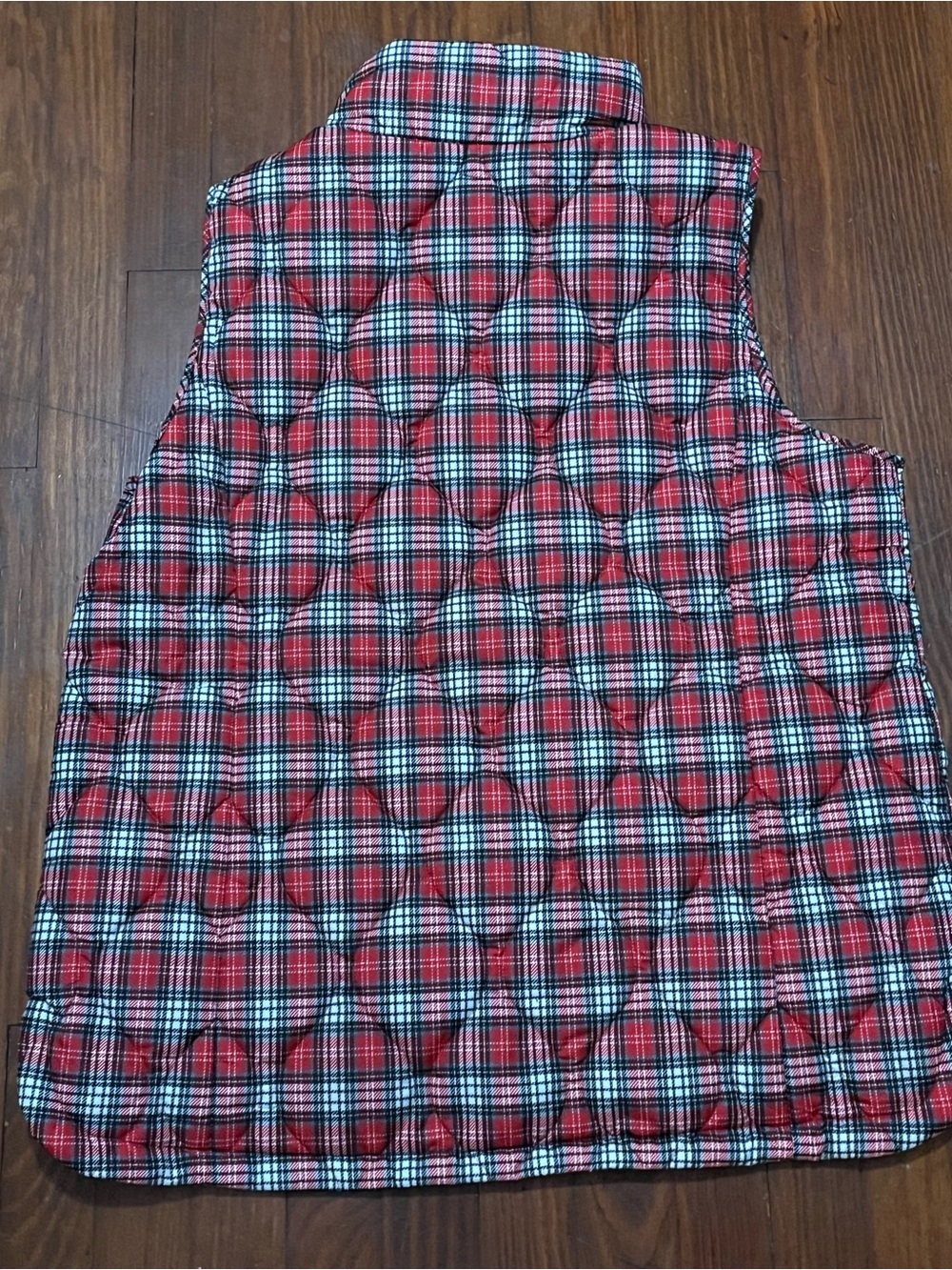 Lands' End Women’s Red and Black Plaid Zip-Up Vest Size Large Christmas Holiday - Picture 7 of 7